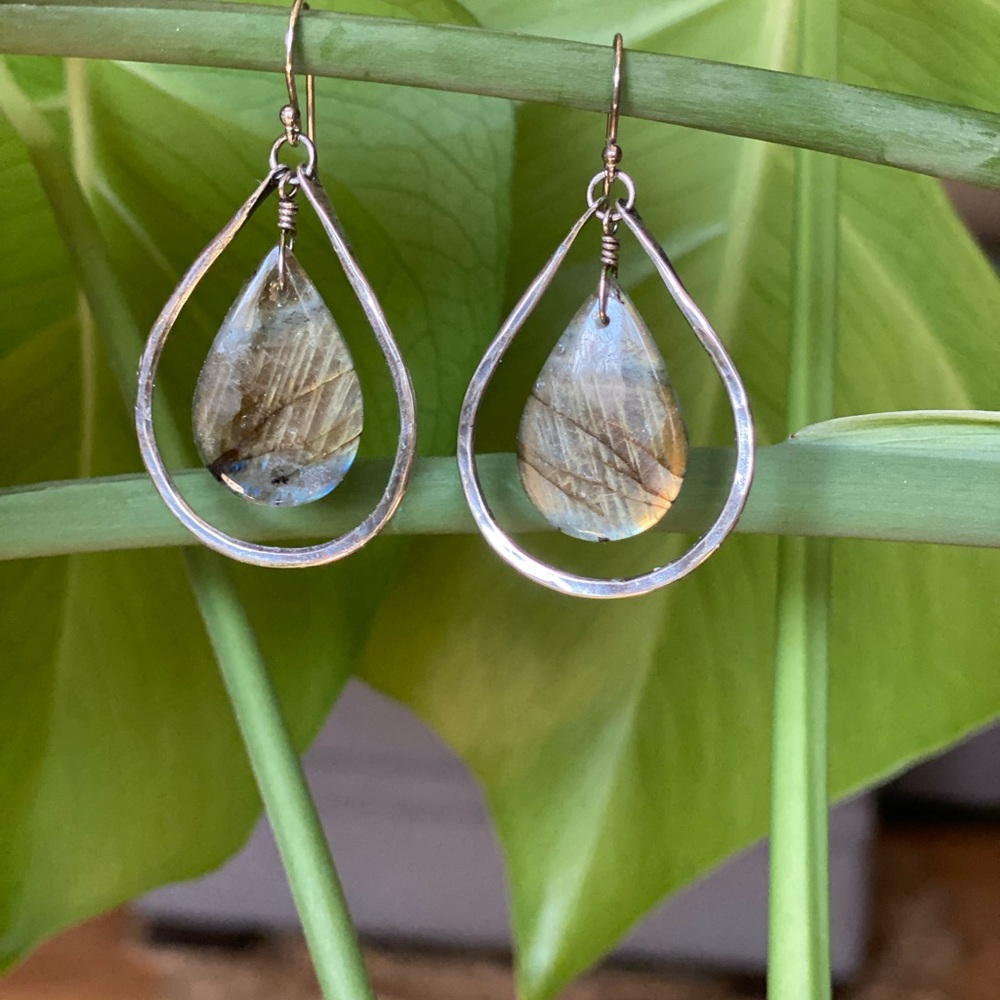 Jennifer Kahn sterling silver and labrodorite Teardrop Earrings